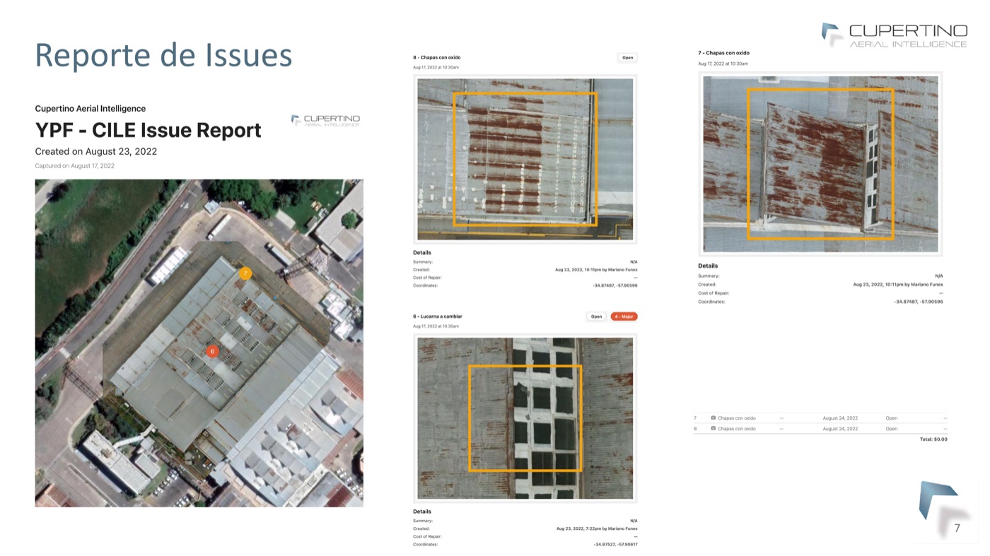 Issue report flagging rust and damage
